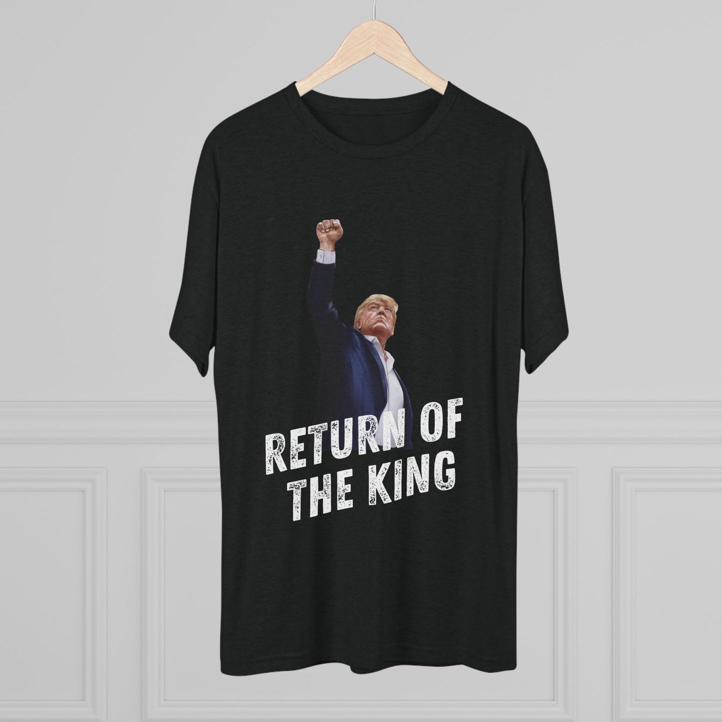 King Donald Trump Shirt, Trump Shot Shirt, Trump Assassination Shirt, Trump 2024 T-Shirt, Unisex Tri-Blend Crew Tee, LOTR, Return of the King