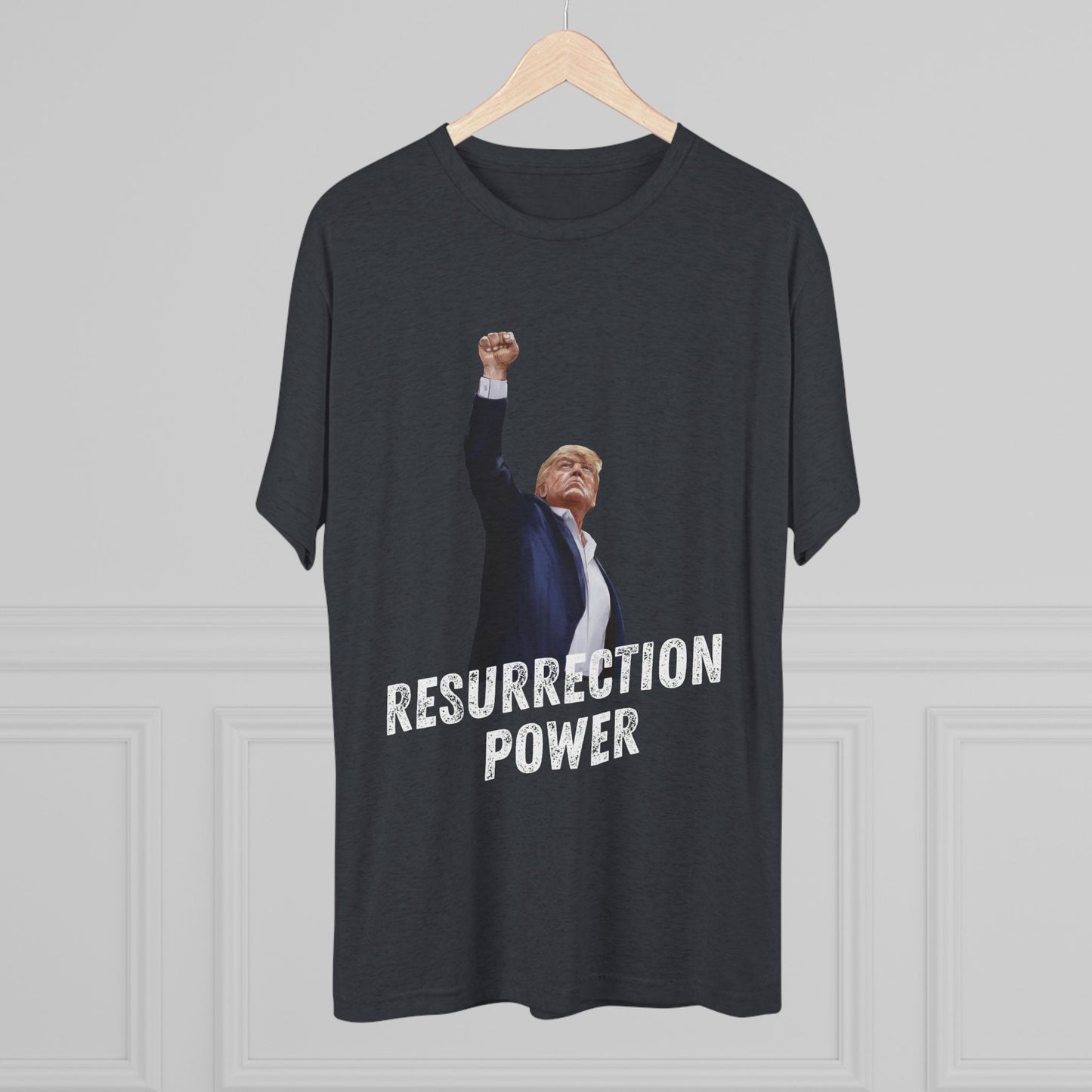 Resurrection Donald Trump Shirt, Trump Shot Shirt, Trump Assassination Shirt, Trump 2024 T-Shirt, Unisex Tri-Blend Crew Tee, President Trump