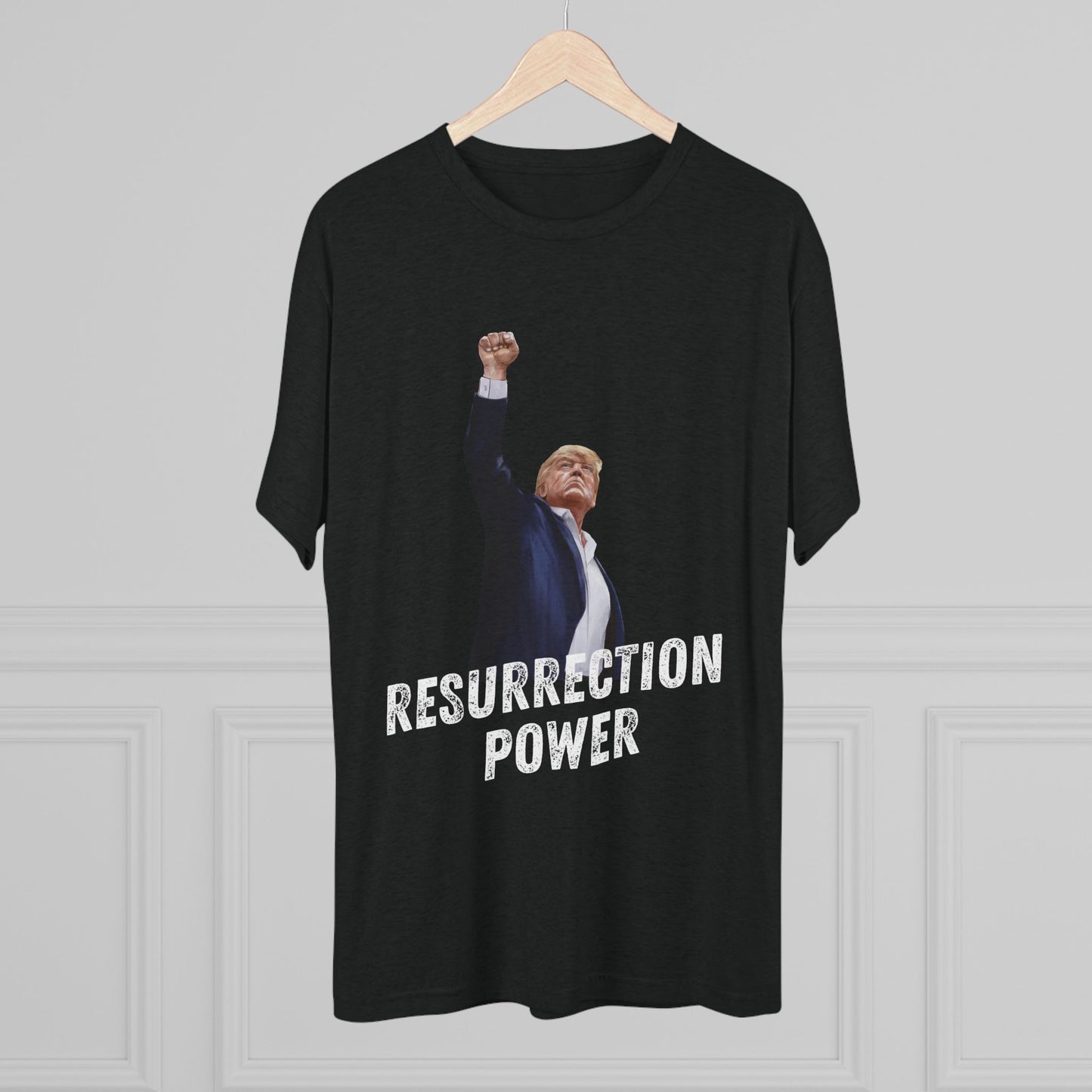 Resurrection Donald Trump Shirt, Trump Shot Shirt, Trump Assassination Shirt, Trump 2024 T-Shirt, Unisex Tri-Blend Crew Tee, President Trump