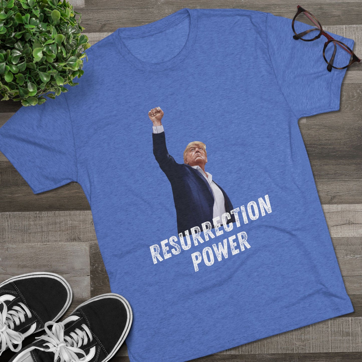Resurrection Donald Trump Shirt, Trump Shot Shirt, Trump Assassination Shirt, Trump 2024 T-Shirt, Unisex Tri-Blend Crew Tee, President Trump