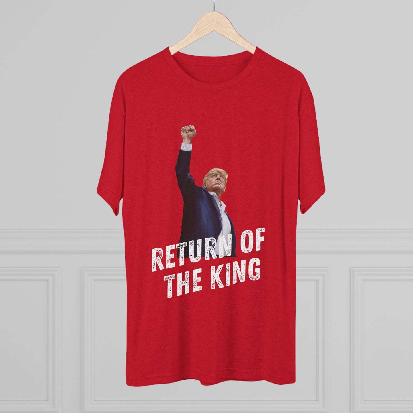 King Donald Trump Shirt, Trump Shot Shirt, Trump Assassination Shirt, Trump 2024 T-Shirt, Unisex Tri-Blend Crew Tee, LOTR, Return of the King
