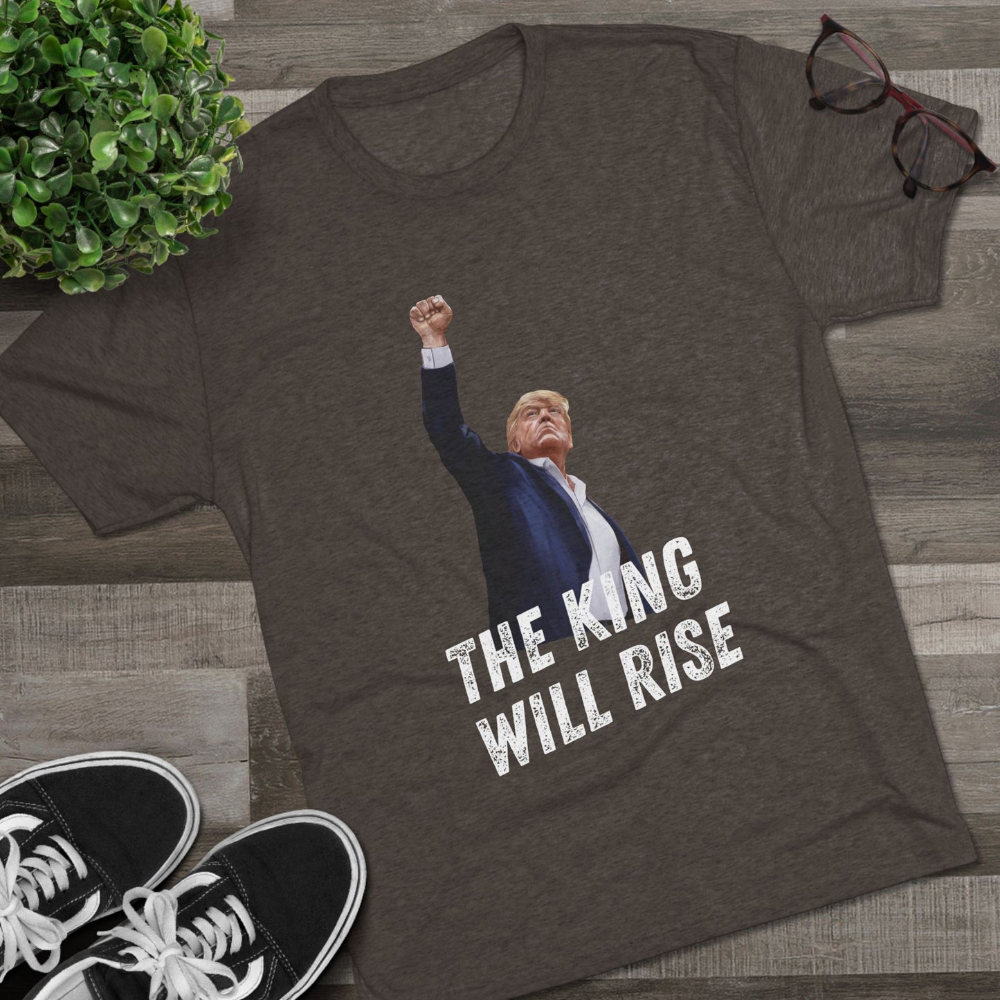 King Donald Trump Shirt, Trump Shot Shirt, Trump Assassination Shirt, Trump 2024 T-Shirt, Unisex Tri-Blend Crew Tee, President Trump