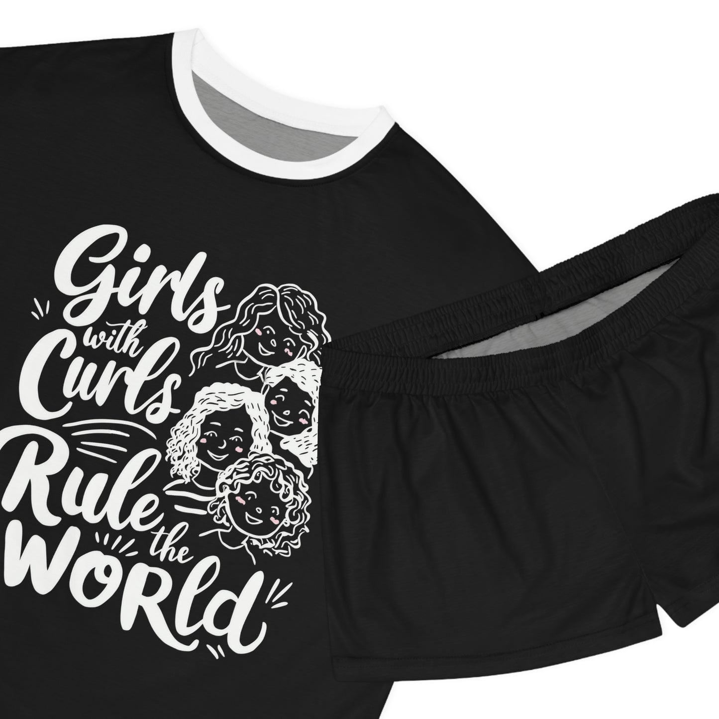 Girls with Curls Rule the World | Women's Short Pajama Set | Curly Hair | Fun | New Design | 2024 | Sassy | Girl | Super | Summer | Funny