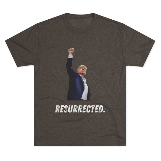 Resurrected Donald Trump Shirt, Trump Shot Shirt, Trump Assassination Shirt, Trump 2024 T-Shirt, Unisex Tri-Blend Crew Tee, President Trump