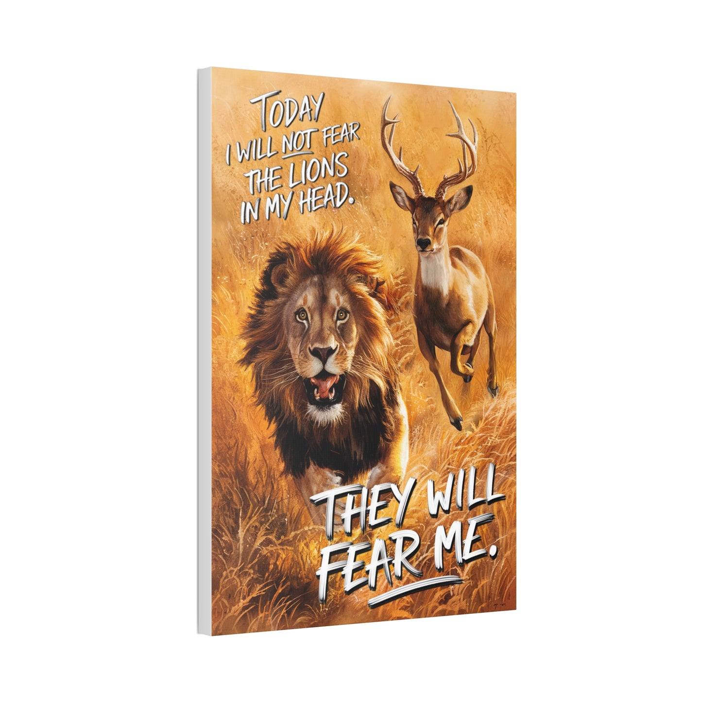 Scaredy Cat Lion | Canvas Print | New | 2024 | Summer | Birthday Gift | Courage | Bold | Strong | Fearless | Power | No Fear