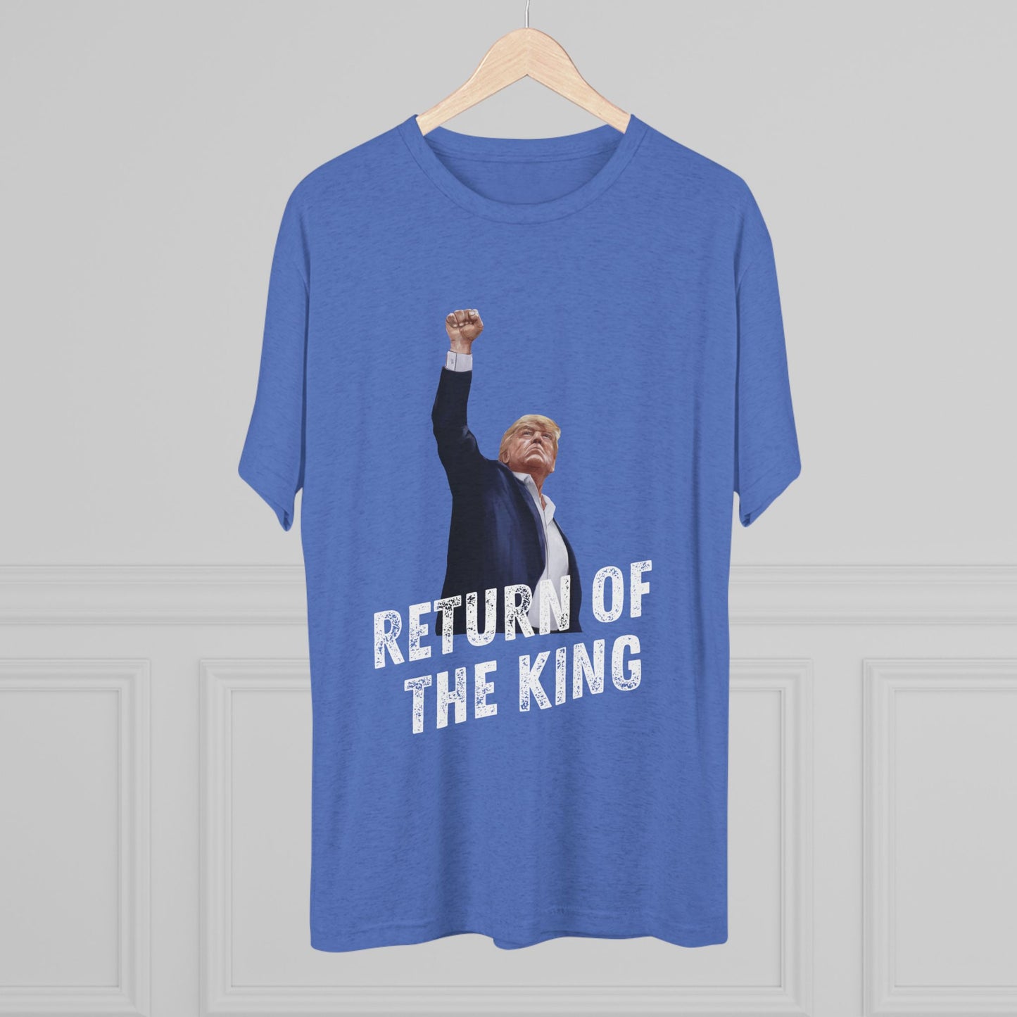 King Donald Trump Shirt, Trump Shot Shirt, Trump Assassination Shirt, Trump 2024 T-Shirt, Unisex Tri-Blend Crew Tee, LOTR, Return of the King