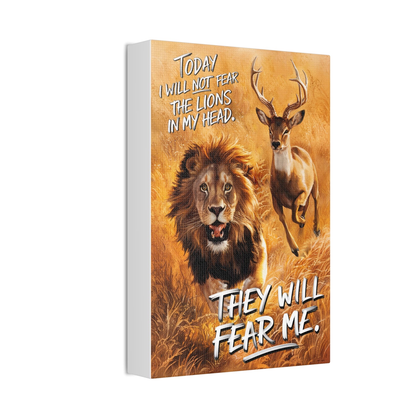 Scaredy Cat Lion | Canvas Print | New | 2024 | Summer | Birthday Gift | Courage | Bold | Strong | Fearless | Power | No Fear