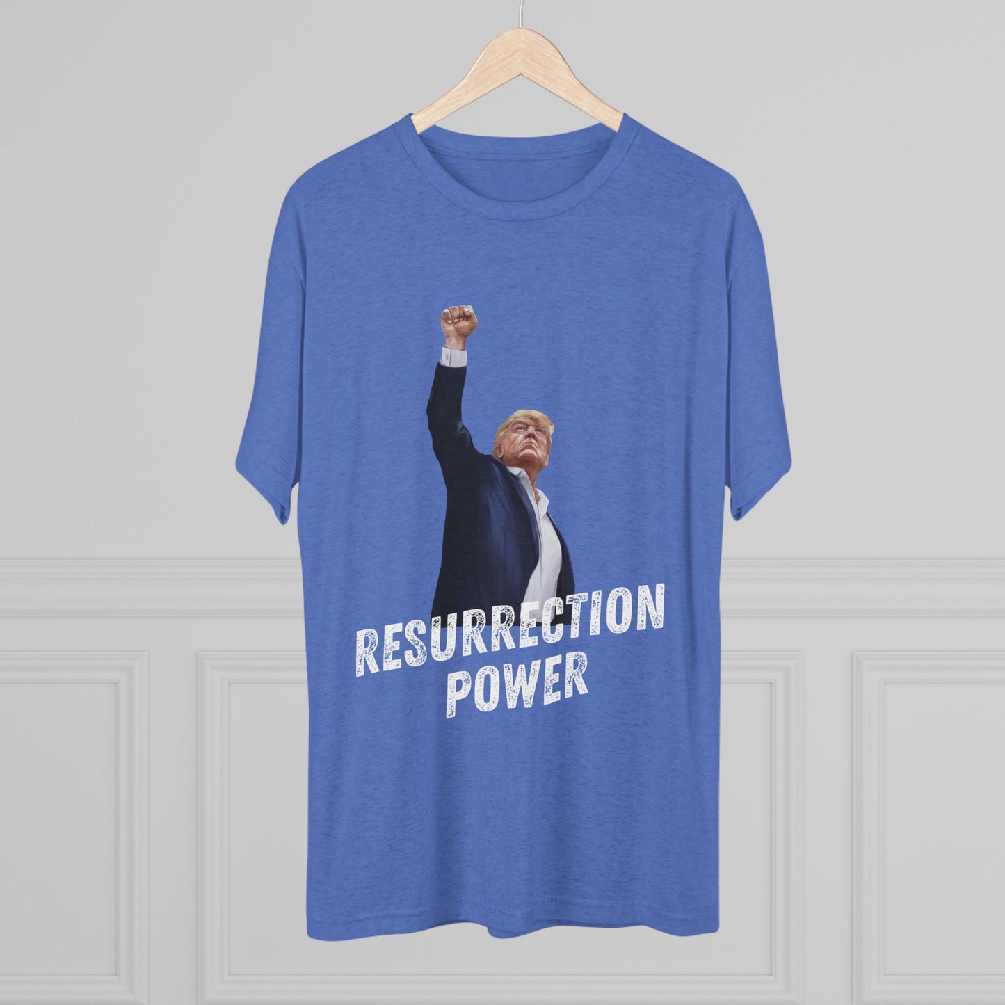 Resurrection Donald Trump Shirt, Trump Shot Shirt, Trump Assassination Shirt, Trump 2024 T-Shirt, Unisex Tri-Blend Crew Tee, President Trump