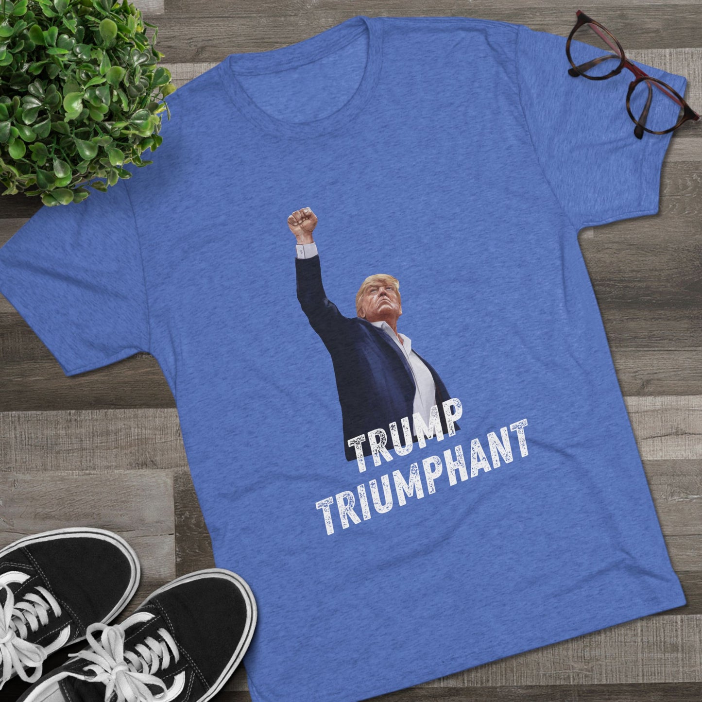 Triumphant Donald Trump Shirt, Trump Shot Shirt, Trump Assassination Shirt, Trump 2024 T-Shirt, Unisex Tri-Blend Crew Tee, President Trump