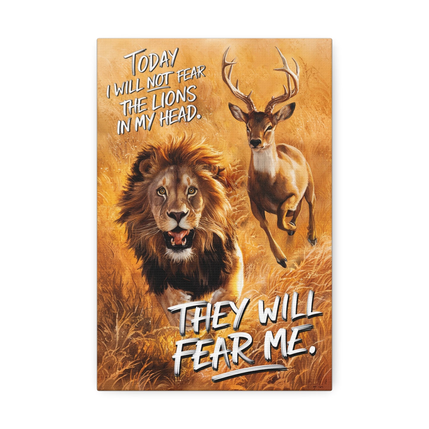 Scaredy Cat Lion | Canvas Print | New | 2024 | Summer | Birthday Gift | Courage | Bold | Strong | Fearless | Power | No Fear