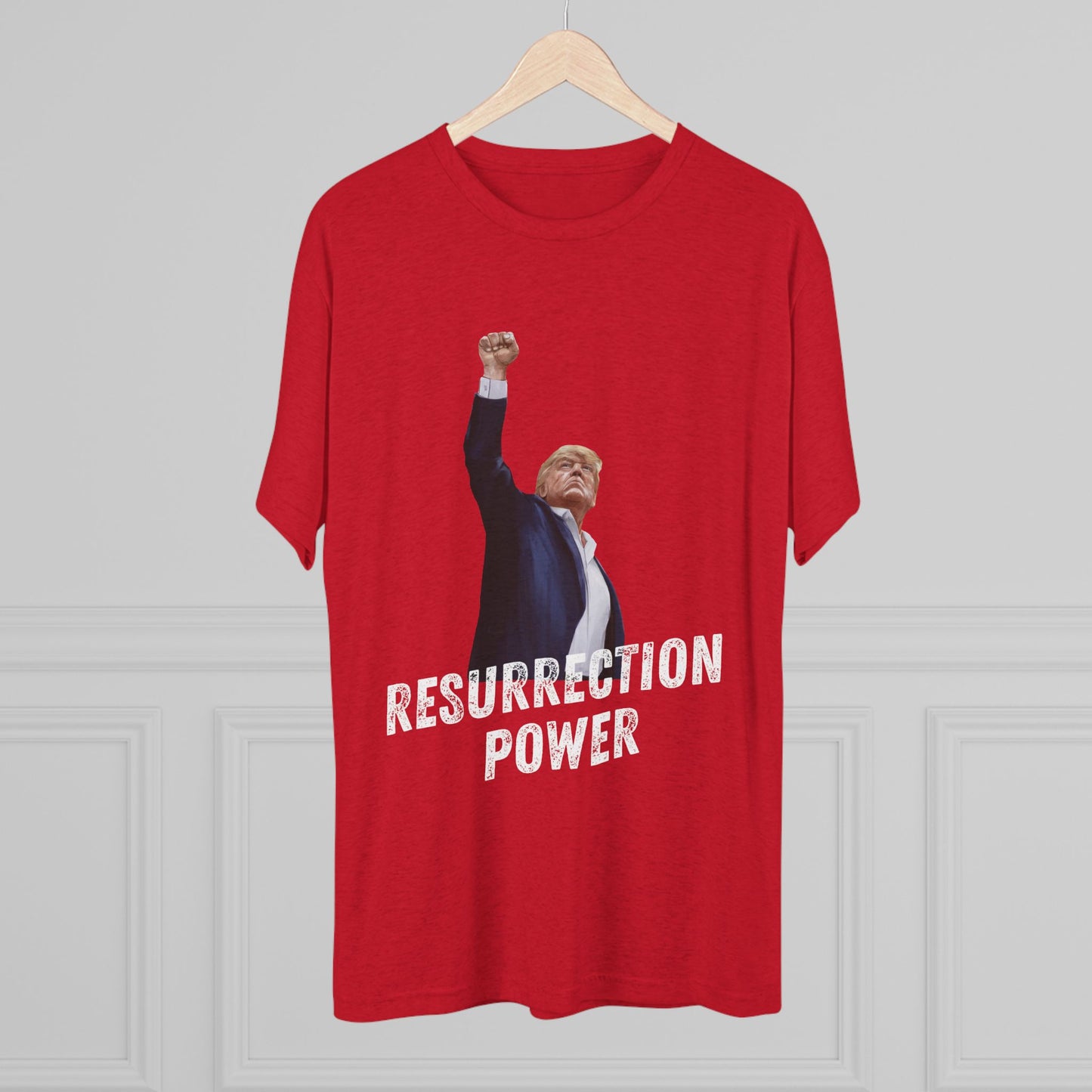 Resurrection Donald Trump Shirt, Trump Shot Shirt, Trump Assassination Shirt, Trump 2024 T-Shirt, Unisex Tri-Blend Crew Tee, President Trump