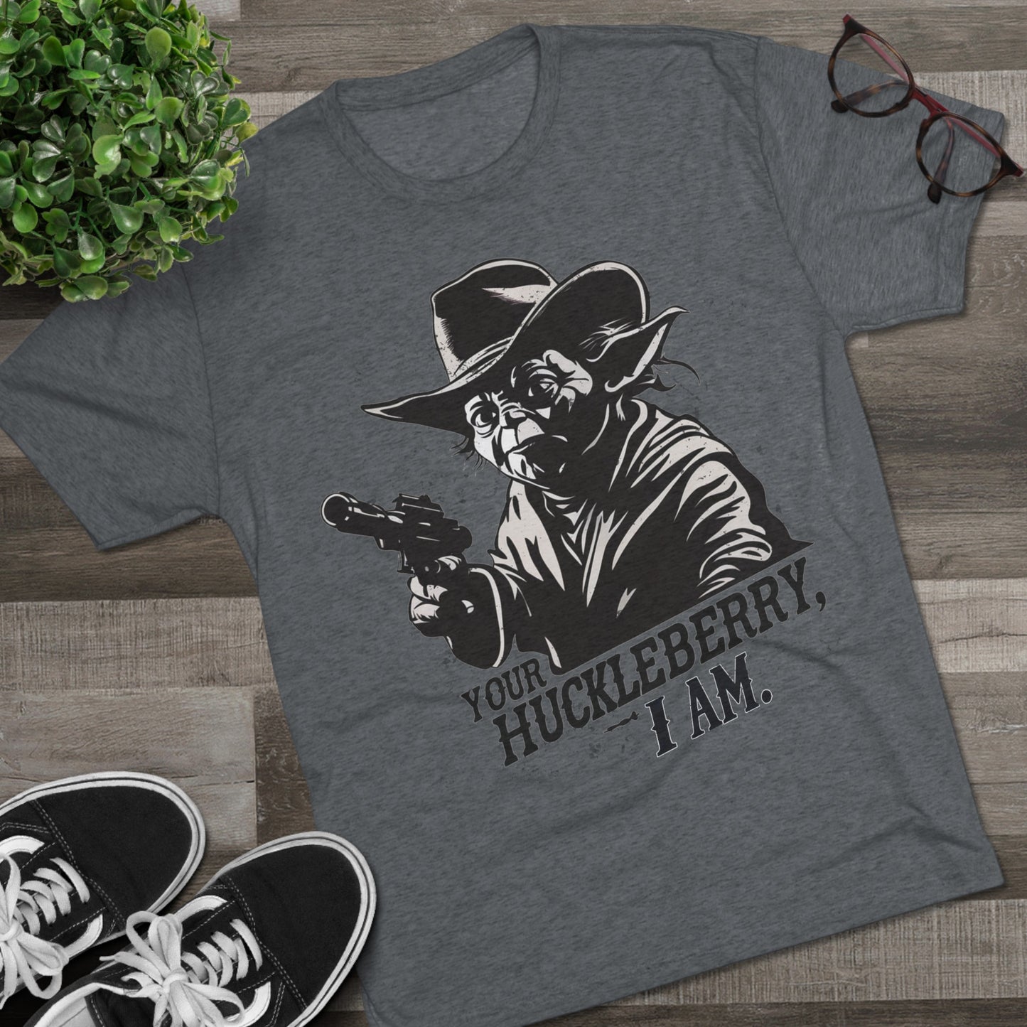 Western Yoda Tombstone | Unisex Tri-Blend Crew Tee | Star Wars | Fun | New | 2024 | Summer | Gift | Birthday Gift | Son Gift | Old West