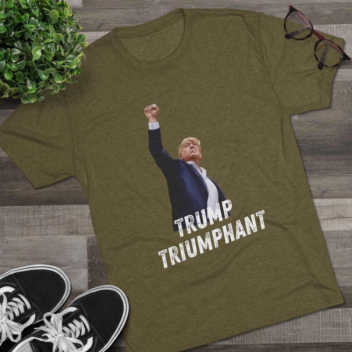 Triumphant Donald Trump Shirt, Trump Shot Shirt, Trump Assassination Shirt, Trump 2024 T-Shirt, Unisex Tri-Blend Crew Tee, President Trump