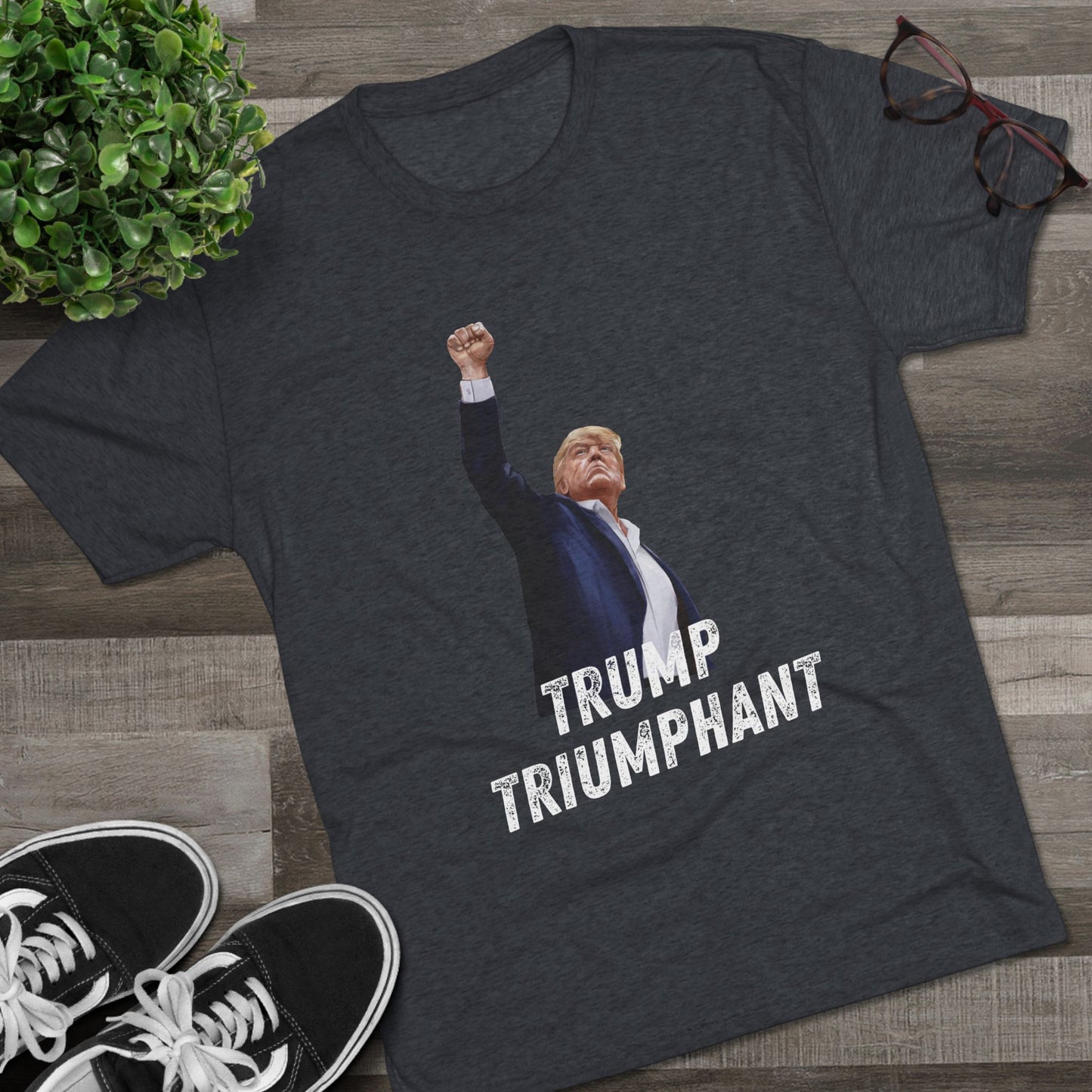 Triumphant Donald Trump Shirt, Trump Shot Shirt, Trump Assassination Shirt, Trump 2024 T-Shirt, Unisex Tri-Blend Crew Tee, President Trump